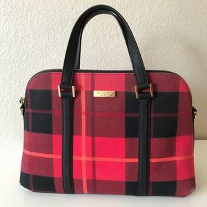 kate spade red and black plaid purse